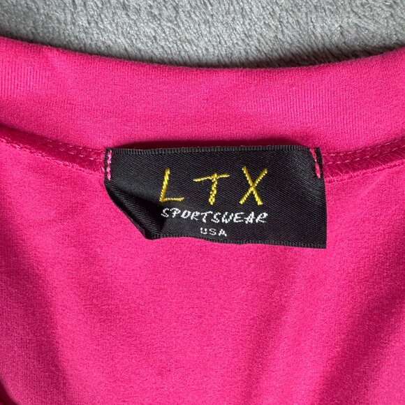 LTX Sportswear S Fuchsia V-Neck Short Sleeve Stretch Casual Dress - Picture 3 of 13